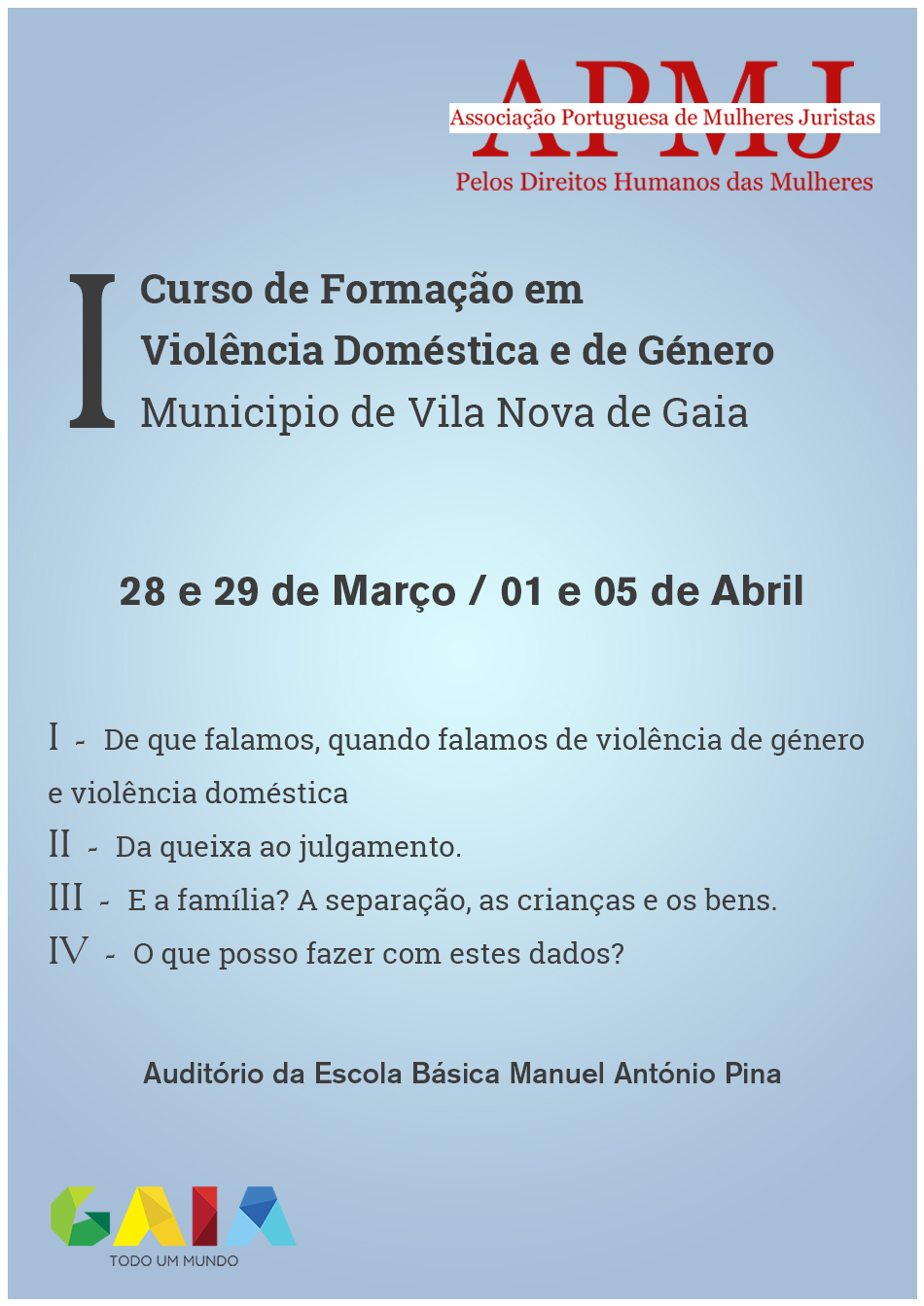 Cartaz I curso formacao VD Gaia